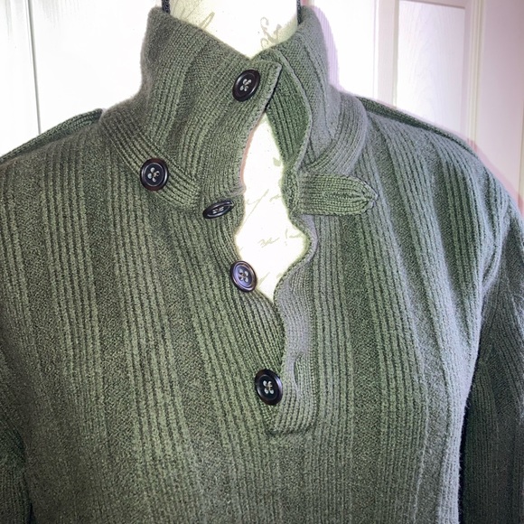 Banana Republic Merino Wool Mockneck Sweater Deep Army Green Men’s Unisex Large - Picture 5 of 8